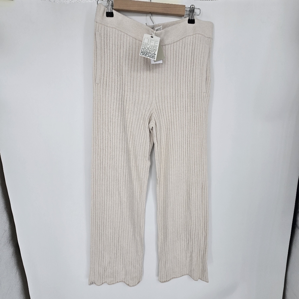 Barefoot Dreams CozyChic Ultra Lite Rib Rolled Edge pull on Pants Almond SZ L - Picture 2 of 7
